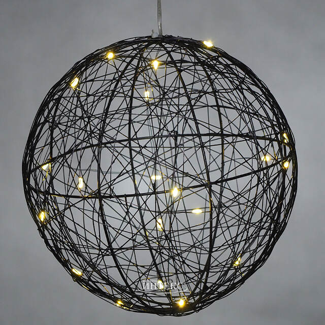 Светодиодный шар Монтелло Блэк 20 см, 20 теплых белых LED ламп, таймер, на батарейках Koopman (Купман)