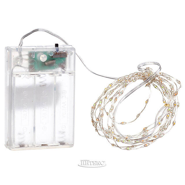 Светодиодная гирлянда Капельки Grande Extra Lights на батарейках 2 м, 132 разноцветных LED ламп, серебряная проволока, таймер, IP20 Koopman