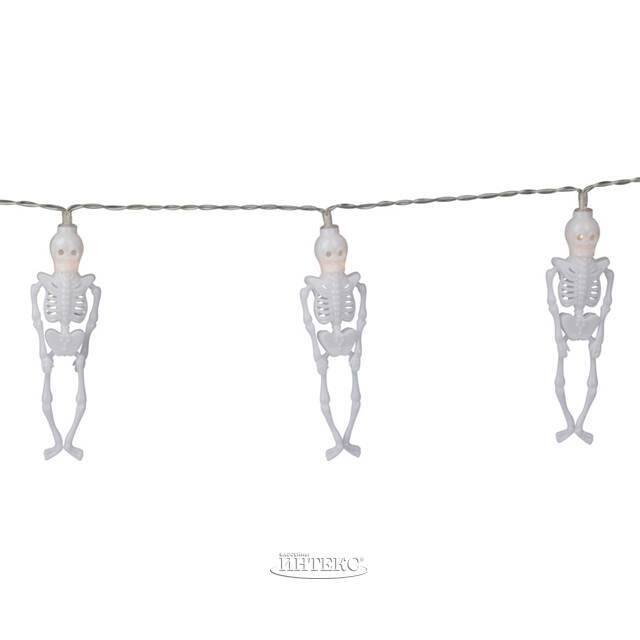 Светодиодная гирлянда на батарейках Хэллоуин - Skinny Fella 1.35 м, 10 теплых белых LED ламп, прозрачный ПВХ, IP20 Koopman