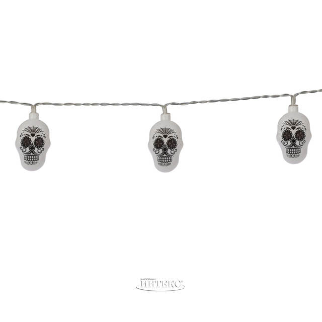Светодиодная гирлянда на батарейках Хэллоуин - Calaca 1.35 м, 10 теплых белых LED ламп, прозрачный ПВХ, IP20 Koopman (Купман)