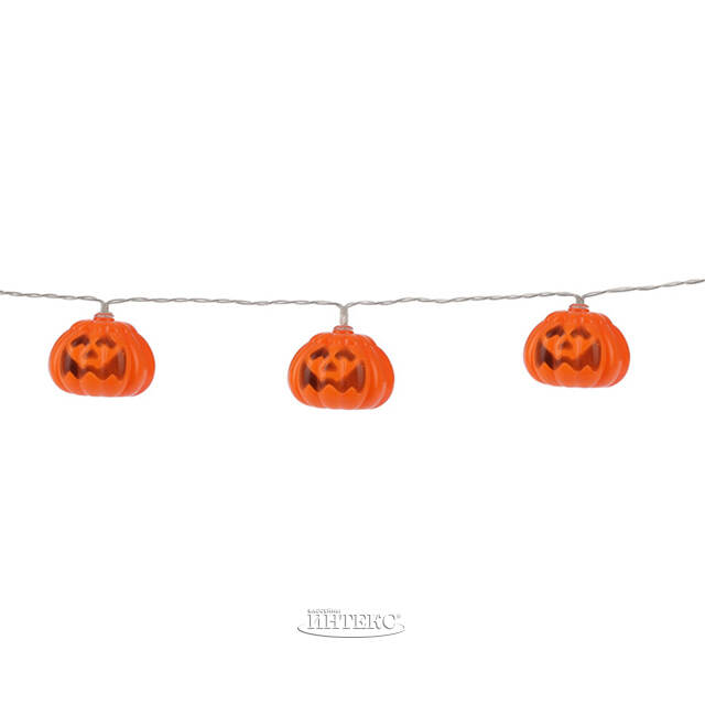 Светодиодная гирлянда на батарейках Halloween - Вечеринка у Тыковки Джека 1 м, 10 теплых белых LED ламп Koopman (Купман)