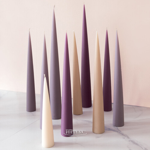 Декоративная свеча - конус Андреа Velvet 24 см, кремовая Candleslight