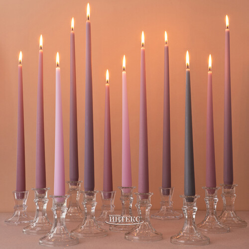 Высокие свечи 42 см Андреа Velvet роза капучино, 10 шт Candleslight