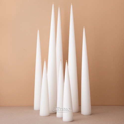 Декоративная свеча - конус Андреа Velvet 24 см, белая Candleslight