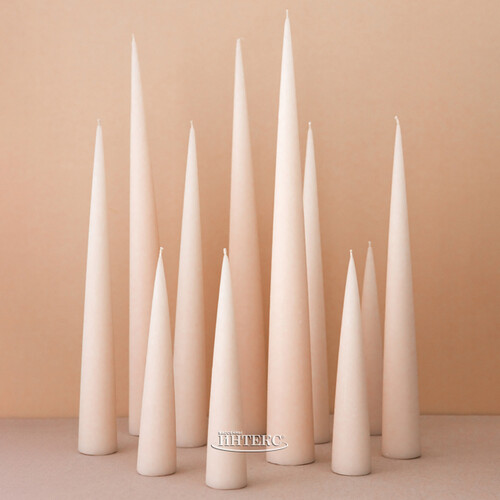 Декоративная свеча - конус Андреа Velvet 48 см, кремовая Candleslight
