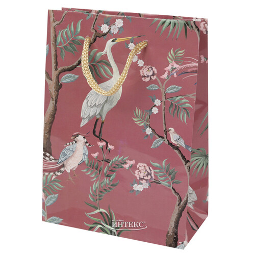 Подарочный пакет Райские птицы 16*11 см, малиновый Koopman