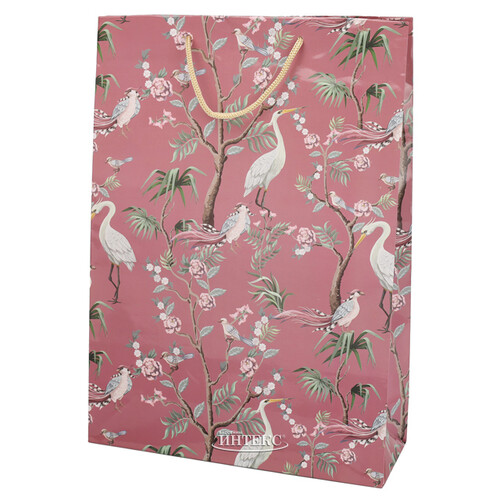 Подарочный пакет Райские птицы 34*25 см, малиновый Koopman
