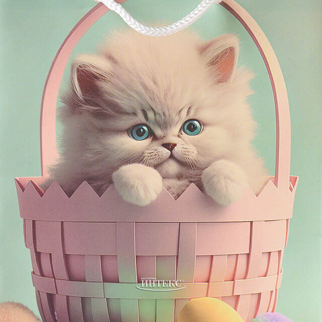 Подарочный пакет Котенок в корзинке 16*11 см Koopman (Купман)