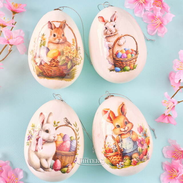 Пасхальные украшения Яйца: Нарядный Кролик 9 см, 4 шт Koopman (Купман)