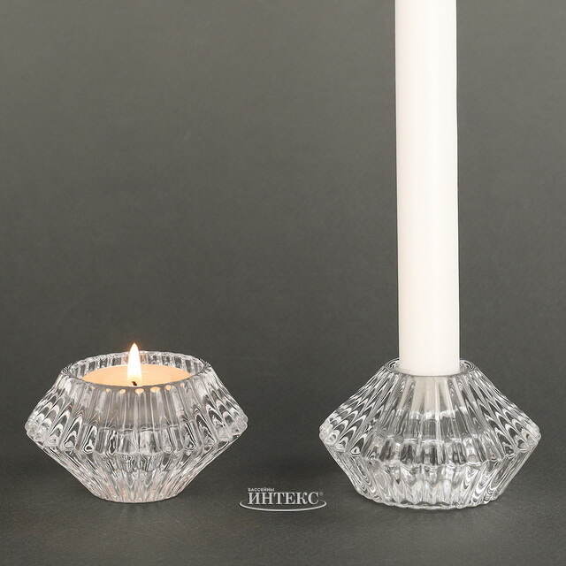 Стеклянный подсвечник Josephine 7 см прозрачный, двусторонний Koopman (Купман)