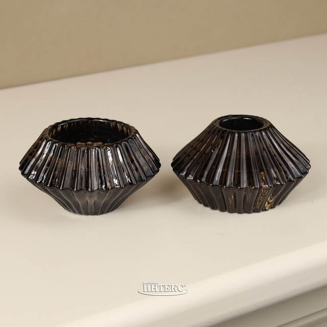 Стеклянный подсвечник Josephine 7 см шоколадный, двусторонний Koopman (Купман)