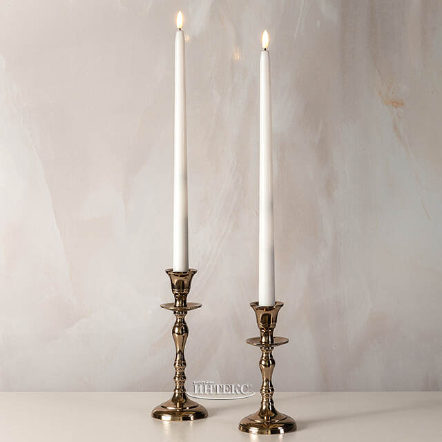 Столовая светодиодная свеча с имитацией пламени Romance 38 см белая, 2 шт с пультом, таймер, на батарейках Koopman (Купман)