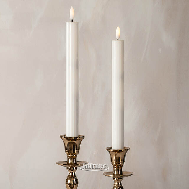 Столовая светодиодная свеча с имитацией пламени Softness 25 см белая, 2 шт с пультом, таймер, на батарейках Koopman (Купман)