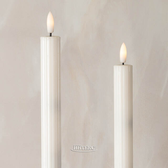 Столовая светодиодная свеча с имитацией пламени Softness 25 см белая, 2 шт с пультом, таймер, на батарейках Koopman (Купман)