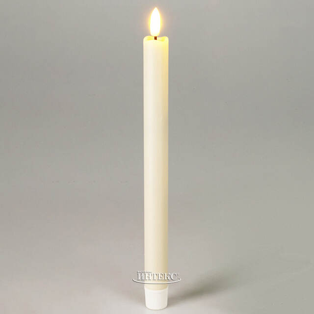 Столовая светодиодная свеча с имитацией пламени Таис 25 см слоновая кость, 2 шт с пультом, таймер, на батарейках Koopman (Купман)