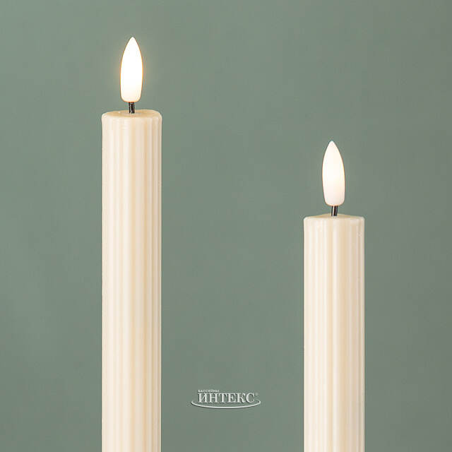 Столовая светодиодная свеча с имитацией пламени Softness 25 см слоновая кость, 2 шт с пультом, таймер, на батарейках Koopman