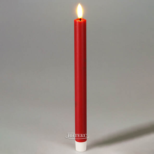 Столовая светодиодная свеча с имитацией пламени Sunrise 25 см красная, 2 шт с пультом, таймер, на батарейках Koopman (Купман)