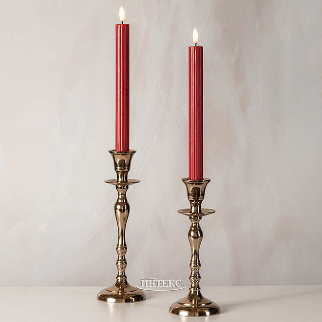 Столовая светодиодная свеча с имитацией пламени Softness 25 см красная, 2 шт с пультом, таймер, на батарейках Koopman