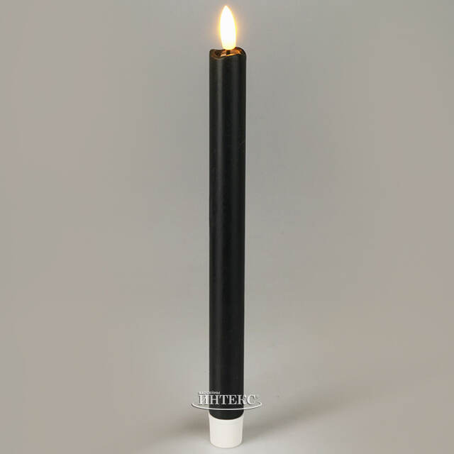 Столовая светодиодная свеча с имитацией пламени Sunrise 25 см черная, 2 шт с пультом, таймер, на батарейках Koopman (Купман)