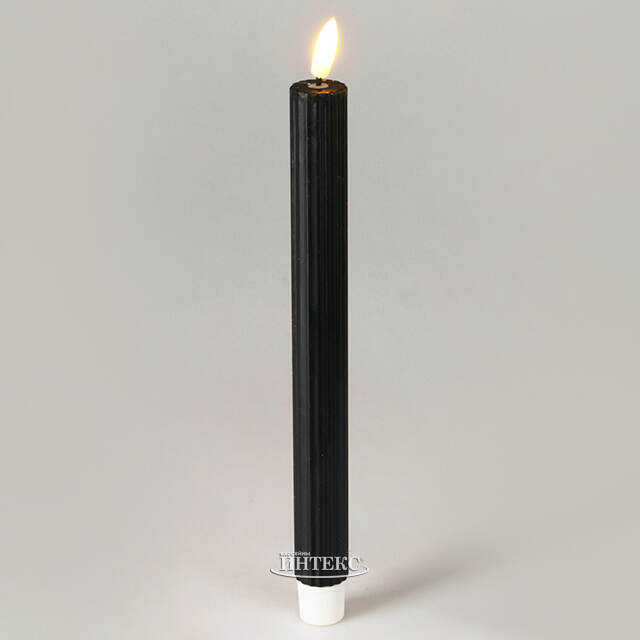 Столовая светодиодная свеча с имитацией пламени Softness 25 см черная, 2 шт с пультом, таймер, на батарейках Koopman (Купман)