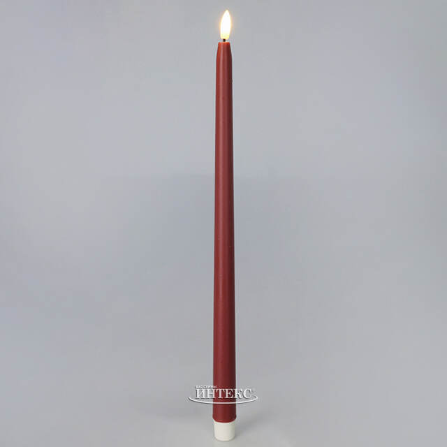 Столовая светодиодная свеча с имитацией пламени Romance 38 см бордовая, 2 шт с пультом, таймер, на батарейках Koopman (Купман)