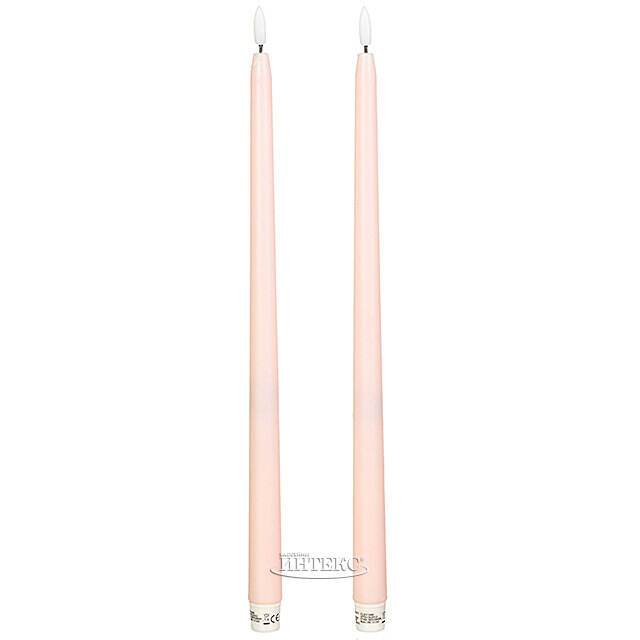 Столовая светодиодная свеча с имитацией пламени Romance 38 см светло-розовая, 2 шт с пультом, таймер, на батарейках Koopman (Купман)