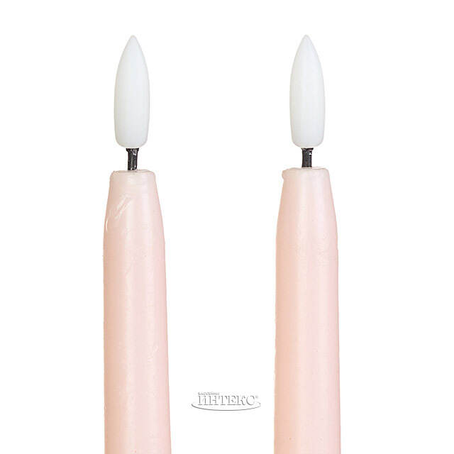 Столовая светодиодная свеча с имитацией пламени Romance 38 см светло-розовая, 2 шт с пультом, таймер, на батарейках Koopman (Купман)