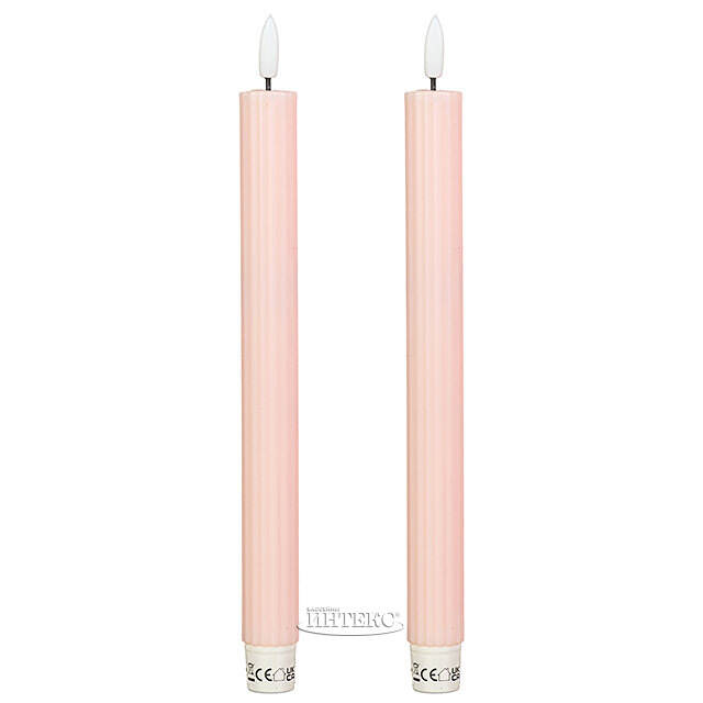 Столовая светодиодная свеча с имитацией пламени Softness 25 см светло-розовая, 2 шт с пультом, таймер, на батарейках Koopman (Купман)