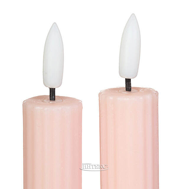 Столовая светодиодная свеча с имитацией пламени Softness 25 см светло-розовая, 2 шт с пультом, таймер, на батарейках Koopman (Купман)
