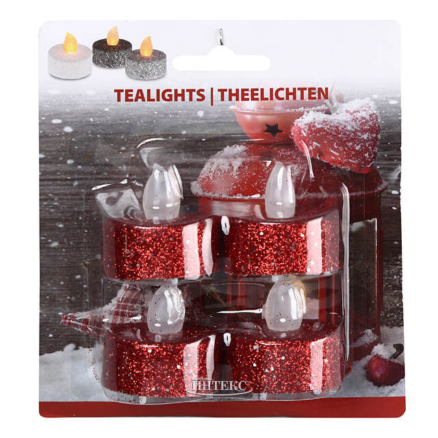 Чайная светодиодная свеча Грэйс красная 4 шт на батарейках Koopman