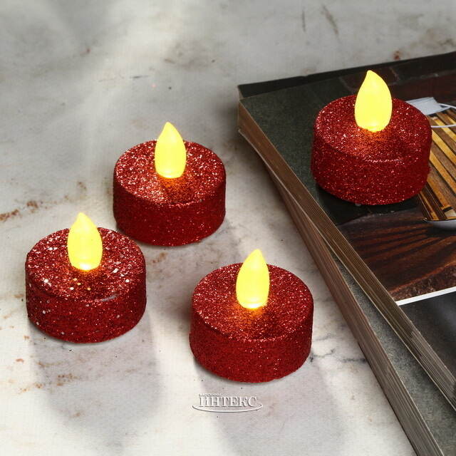 Чайная светодиодная свеча Грэйс красная 4 шт на батарейках Koopman