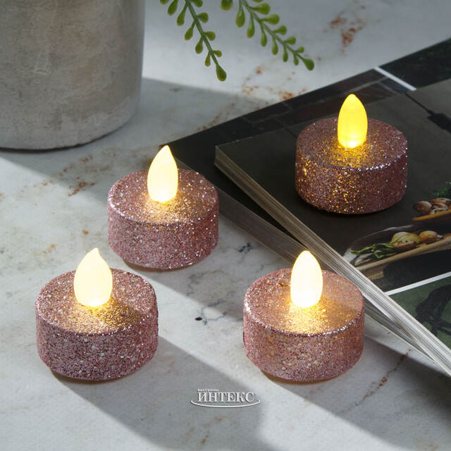 Чайная светодиодная свеча Грэйс розовая 4 шт на батарейках Koopman