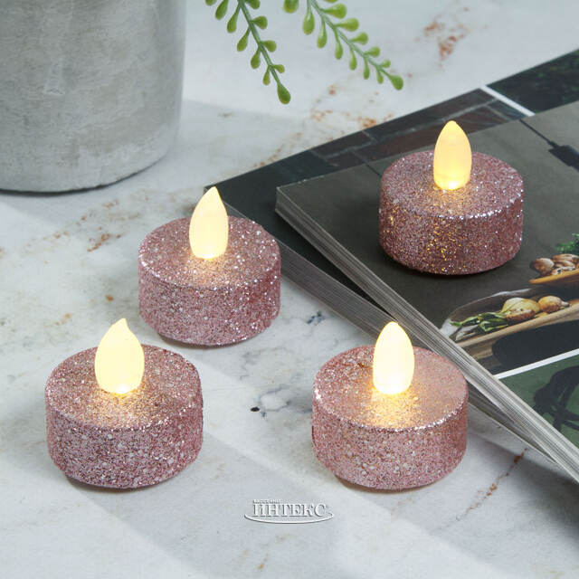 Чайная светодиодная свеча Грэйс розовая 4 шт на батарейках Koopman