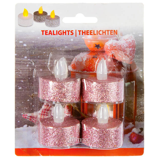 Чайная светодиодная свеча Грэйс розовая 4 шт на батарейках Koopman