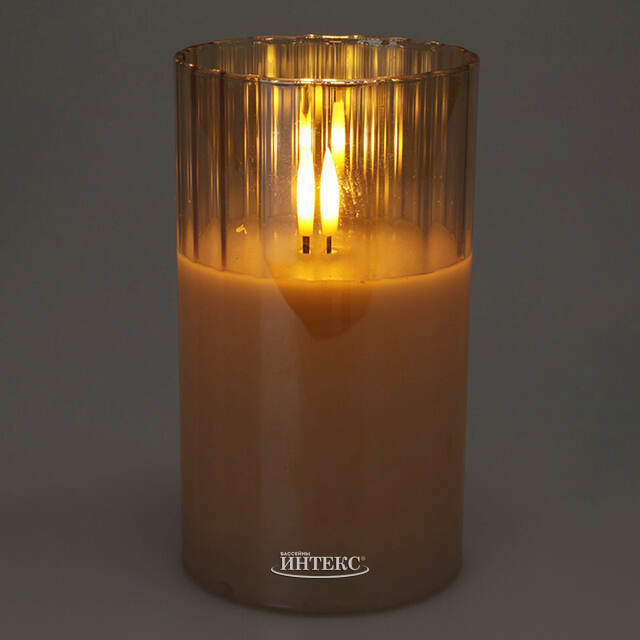 Светодиодная свеча с имитацией пламени Тотнес 12.5 см янтарная, стекло, на батарейках, таймер Koopman (Купман)