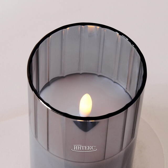 Светодиодная свеча с имитацией пламени Тотнес 12.5 см дымчатая, стекло, на батарейках, таймер Koopman (Купман)