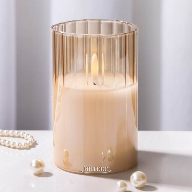 Светодиодная свеча с имитацией пламени Тотнес 12.5 см янтарная, стекло, на батарейках, таймер Koopman (Купман)