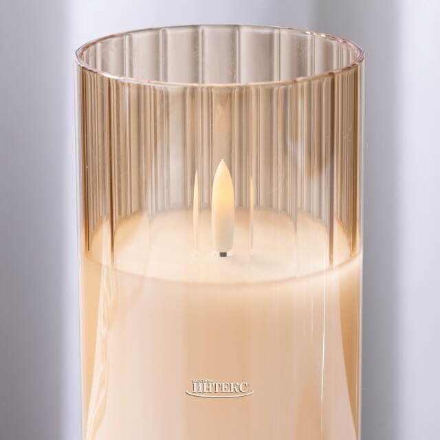 Светодиодная свеча с имитацией пламени Тотнес 12.5 см янтарная, стекло, на батарейках, таймер Koopman (Купман)