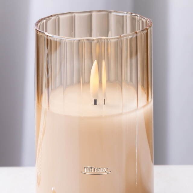 Светодиодная свеча с имитацией пламени Тотнес 15 см янтарная, стекло, на батарейках, таймер Koopman (Купман)