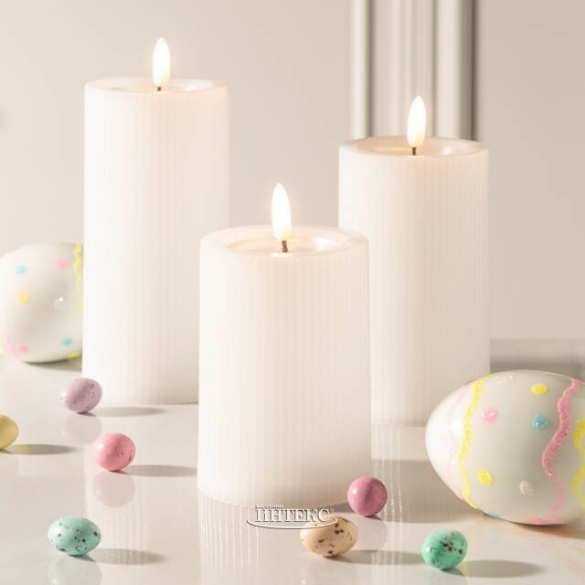 Уличная светодиодная свеча с имитацией пламени Дарвен 10 см белая, на батарейках, таймер Koopman (Купман)