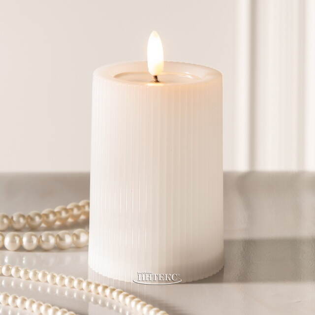 Уличная светодиодная свеча с имитацией пламени Дарвен 10 см белая, на батарейках, таймер Koopman (Купман)