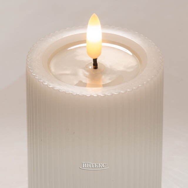 Уличная светодиодная свеча с имитацией пламени Дарвен 12.5 см белая, на батарейках, таймер Koopman (Купман)