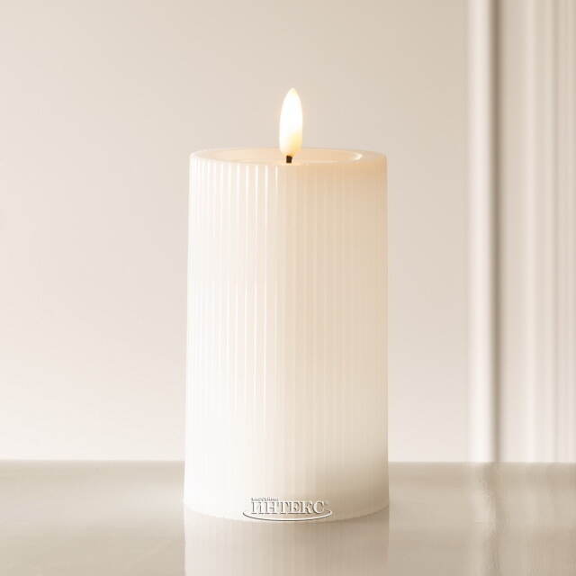 Уличная светодиодная свеча с имитацией пламени Дарвен 12.5 см белая, на батарейках, таймер Koopman (Купман)