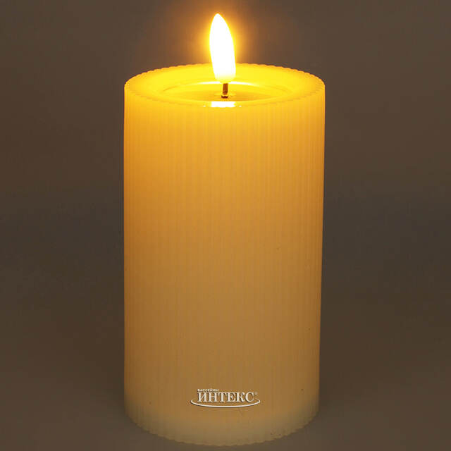 Уличная светодиодная свеча с имитацией пламени Дарвен 12.5 см слоновая кость, на батарейках, таймер Koopman (Купман)