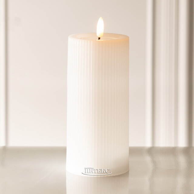 Уличная светодиодная свеча с имитацией пламени Дарвен 15 см белая, на батарейках, таймер Koopman (Купман)