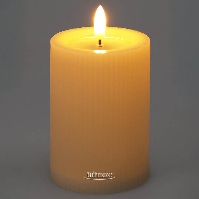 Уличная светодиодная свеча с имитацией пламени Дарвен 10 см слоновая кость, на батарейках, таймер Koopman (Купман)