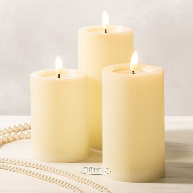 Уличная светодиодная свеча с имитацией пламени Дарвен 12.5 см слоновая кость, на батарейках, таймер Koopman (Купман)