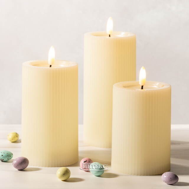 Уличная светодиодная свеча с имитацией пламени Дарвен 12.5 см слоновая кость, на батарейках, таймер Koopman (Купман)