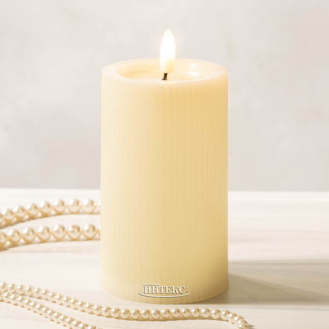 Уличная светодиодная свеча с имитацией пламени Дарвен 12.5 см слоновая кость, на батарейках, таймер Koopman (Купман)