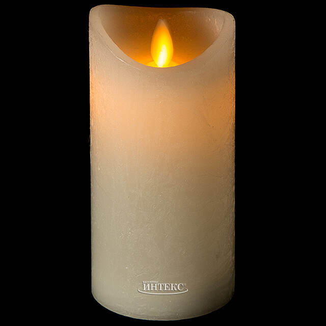Светильник свеча восковая Живое Пламя 15*7.5 см белая на батарейках, таймер Koopman